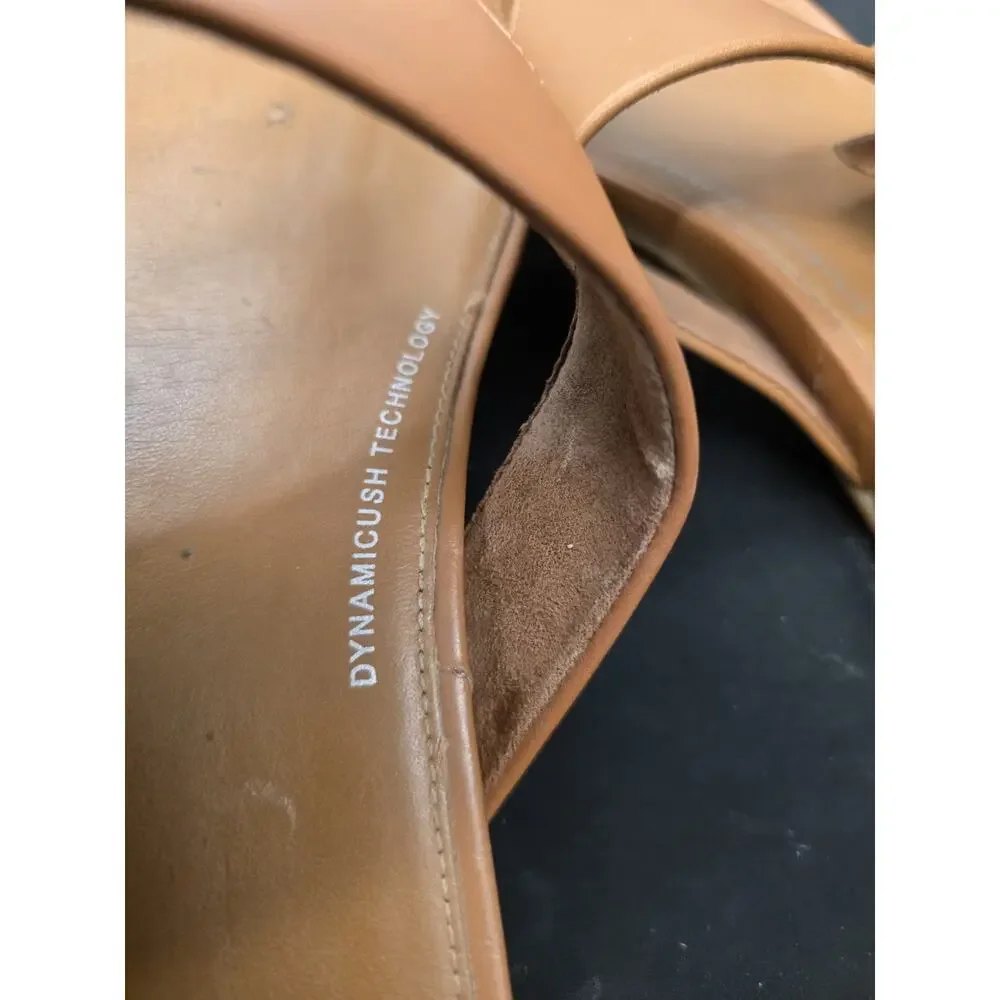 FITFLOP Gracie Toe-Post Tan Leather Slide Sandals Women's Size 11